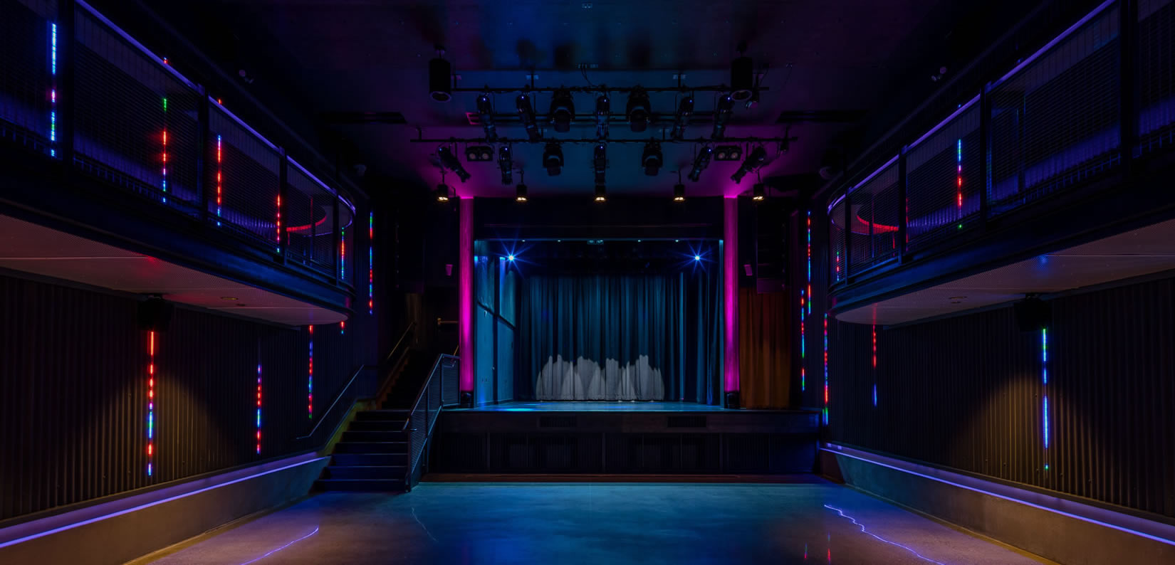 stage with multi-color lighting